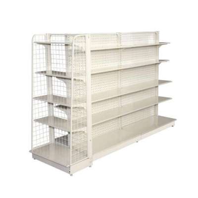 double side supermarket shelf with end up