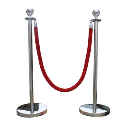 2 Pcs Stackable Black Crowd Control Stanchion Stand with Red Retractable Belt