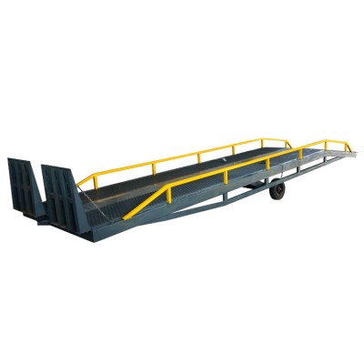 Adjustable mobile hydraulic yard ramp with truck