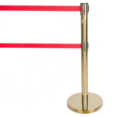 2 PCS STANCHION CROWD CONTROL BARRIERS RETRACTABLE BELT BARRIES