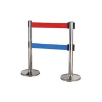 Crowd Control Stanchion  Safety Steel Post with Black/Yellow Double Belt